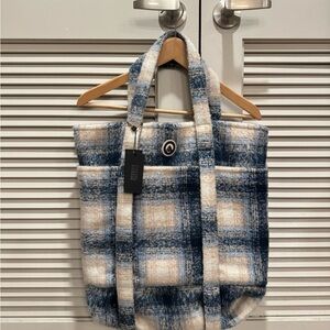Kith Sherpa Tote - Blue and Cream Flannel Checkered Tote - New with Tag